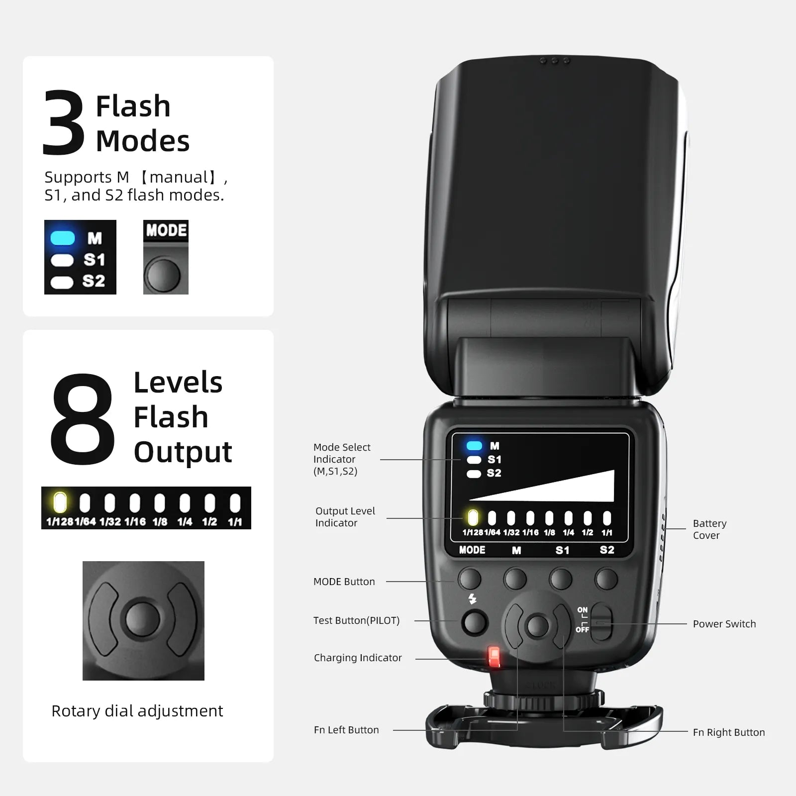 PHOTOOLEX FK300 相機閃光燈 Speedlite 適用於佳能、尼康、索尼、奧林巴斯、富士和其他單反相機 - Photoolex