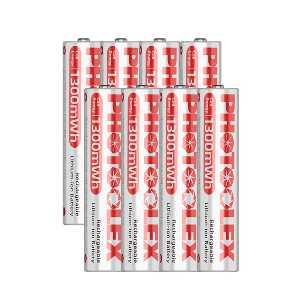 PHOTOOLEX 8 × 1.5V AAA，1300mWh，可充電鋰離子電池充電器 - Photoolex