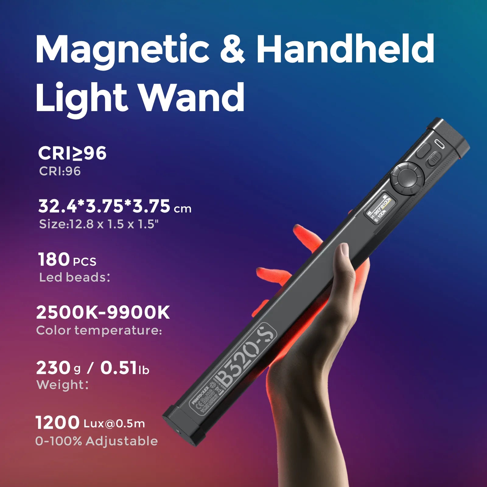 PHOTOOLEX B320S RGB 磁力管燈 - Photoolex