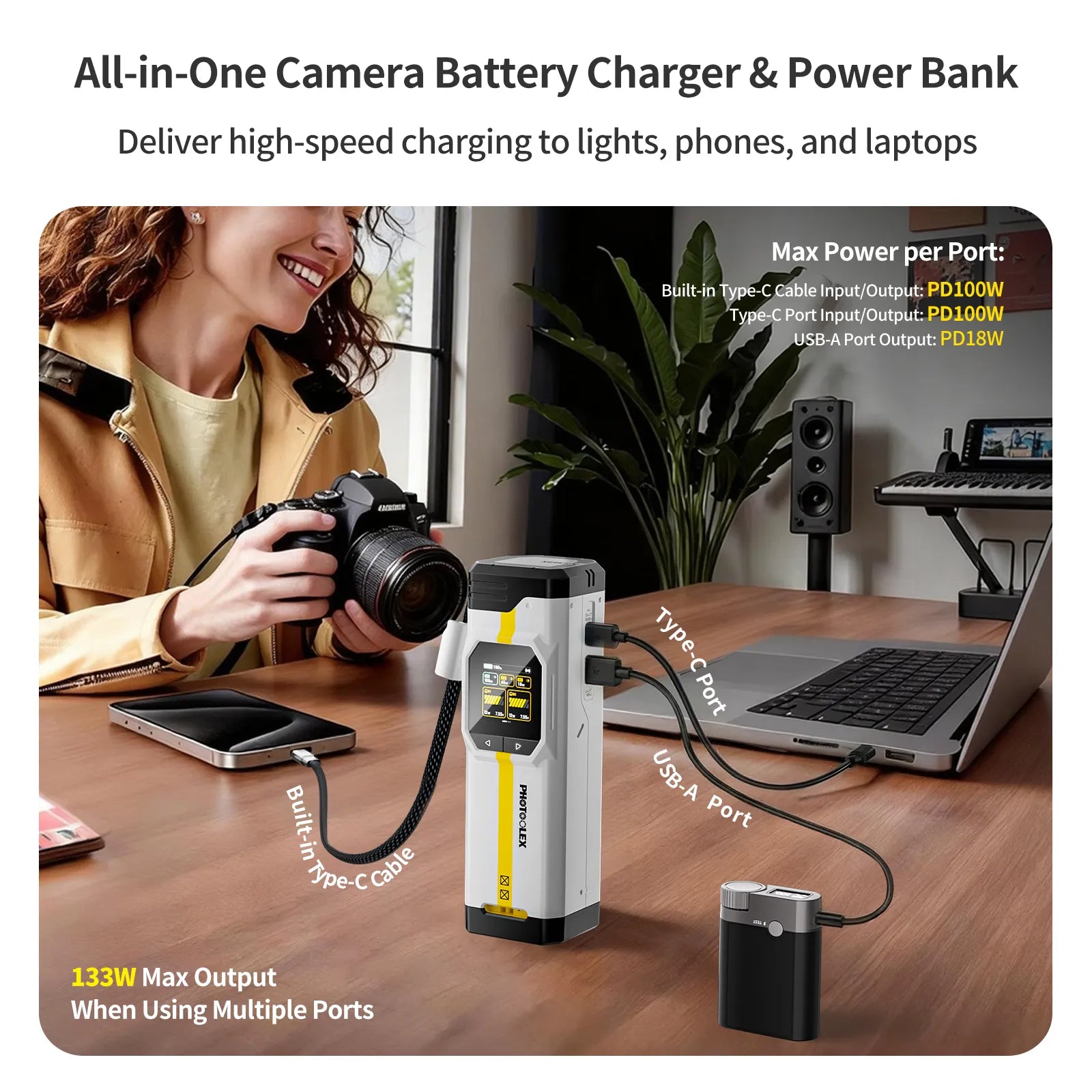 PHOTOOLEX BB Pro Camera Battery Charger & Power Bank - Photoolex