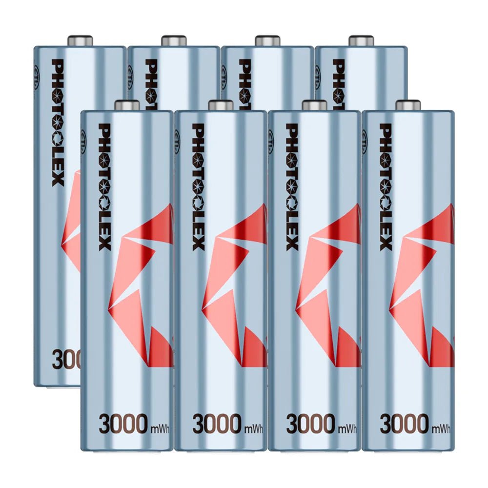 PHOTOOLEX 4/8 × 1.5V AA，3000mWh，可充電鋰離子電池充電器 - Photoolex