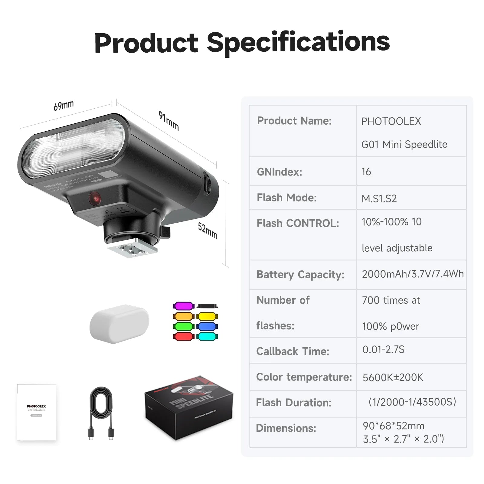 PHOTOOLEX G01 迷你閃光燈 - Photoolex