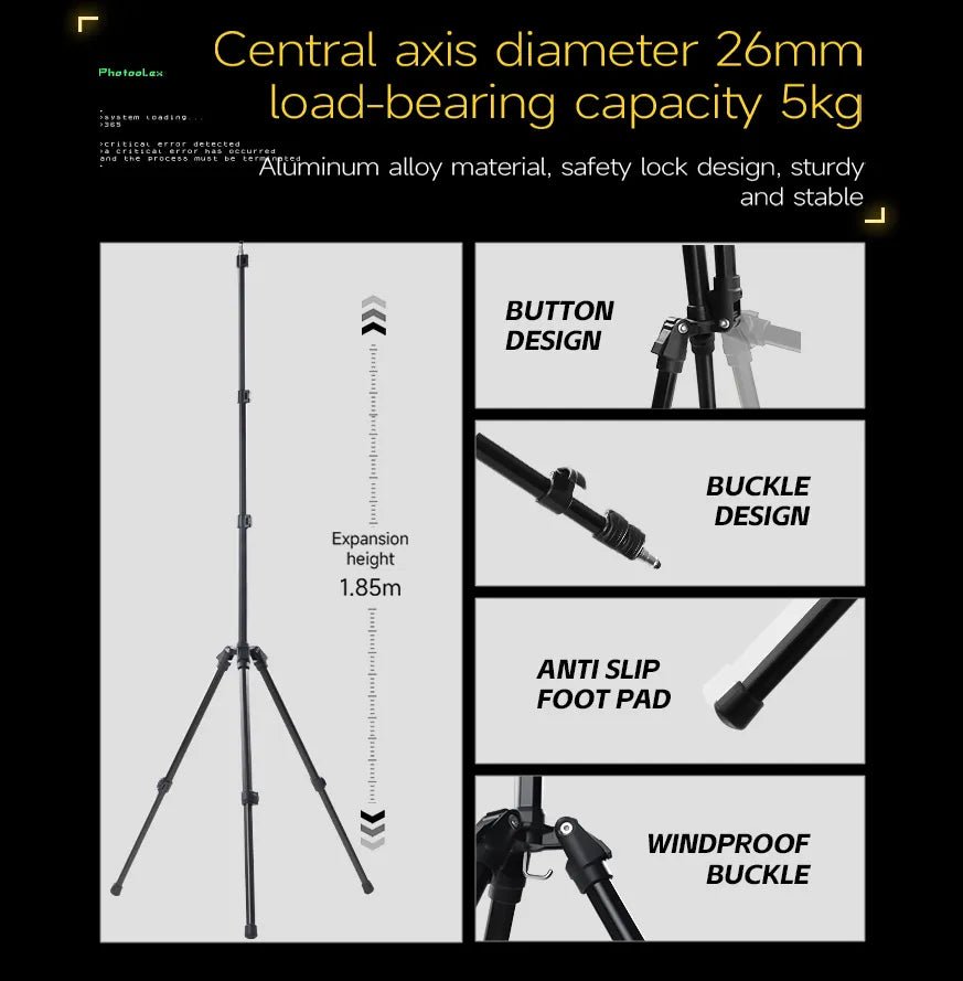 PHOTOOLEX 1.85m 可折疊鋁合金支架 - Photoolex