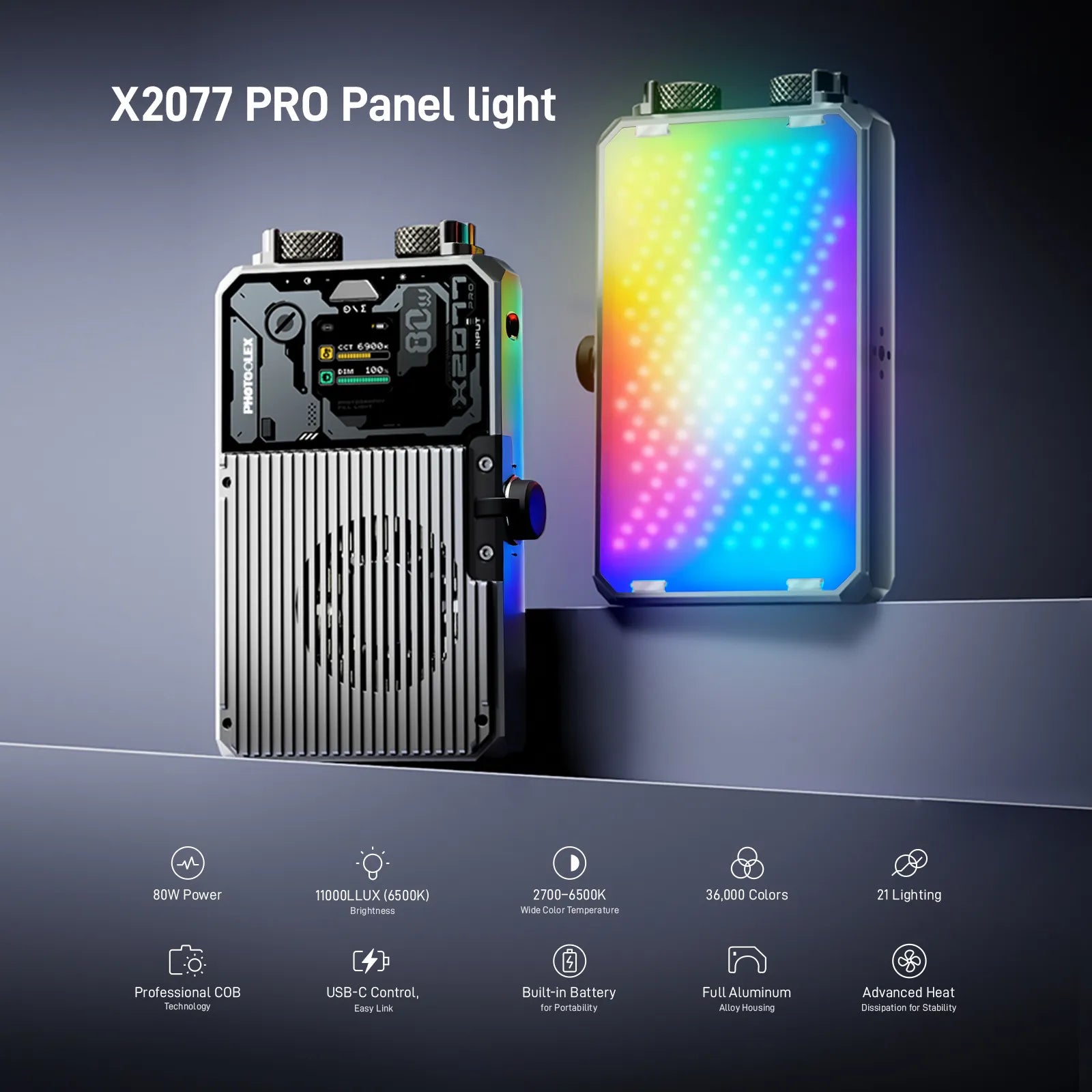 Photoolex X2077 Pro 面板燈 - Photoolex