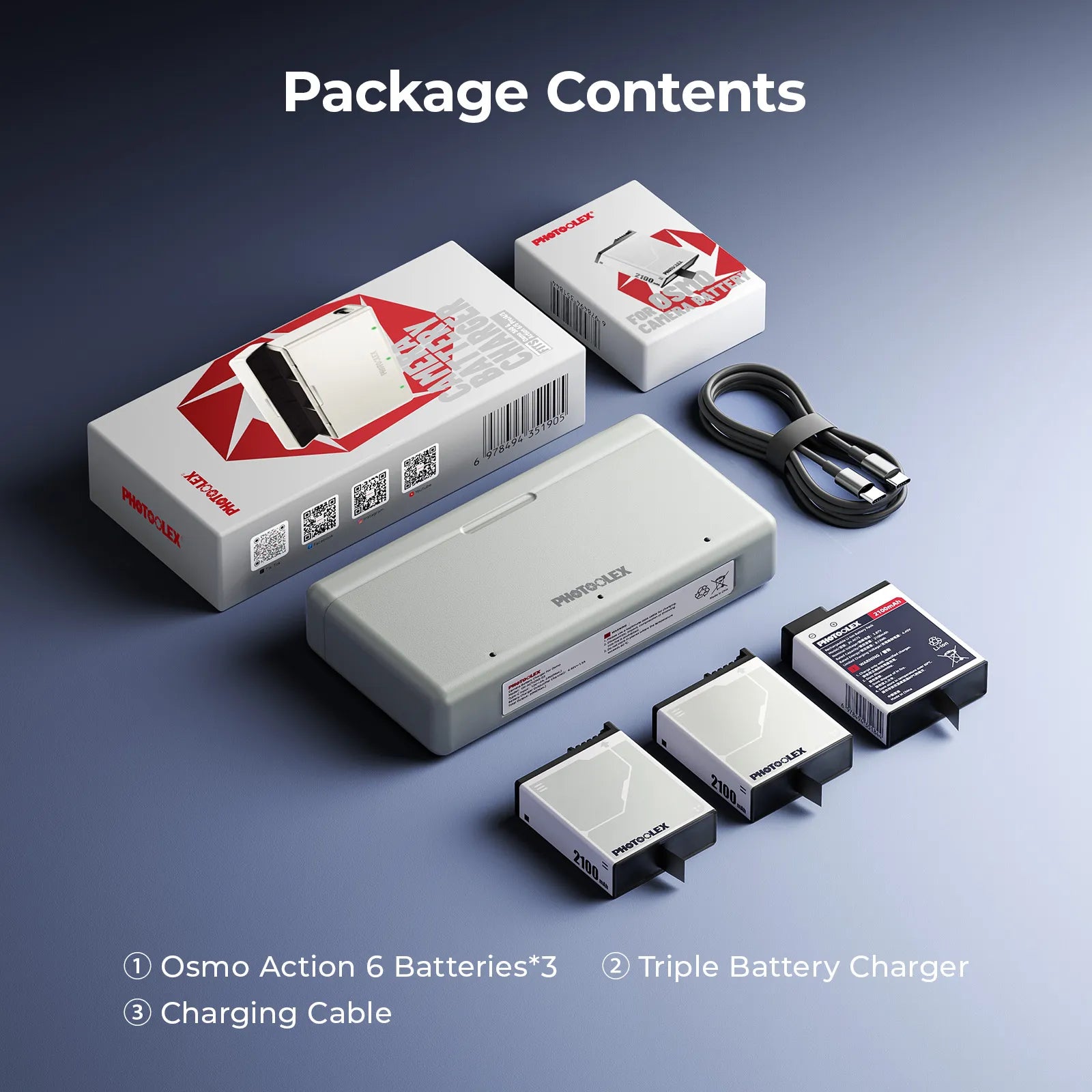 Photoolex DJI Osmo Battery Charging Case Kit - Photoolex