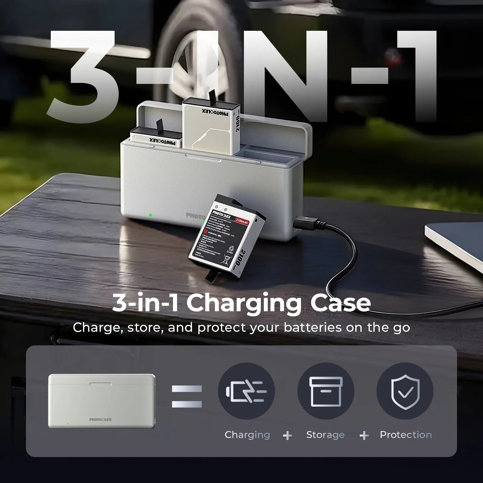 Photoolex DJI Osmo Battery Charging Case Kit - Photoolex