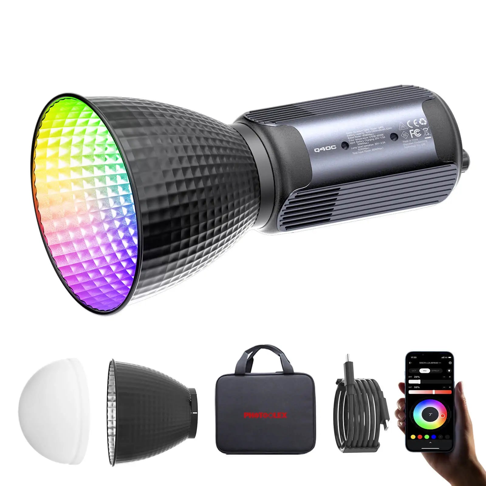 PHOTOOLEX Q40C 45W RGB LED 視頻燈 - Photoolex