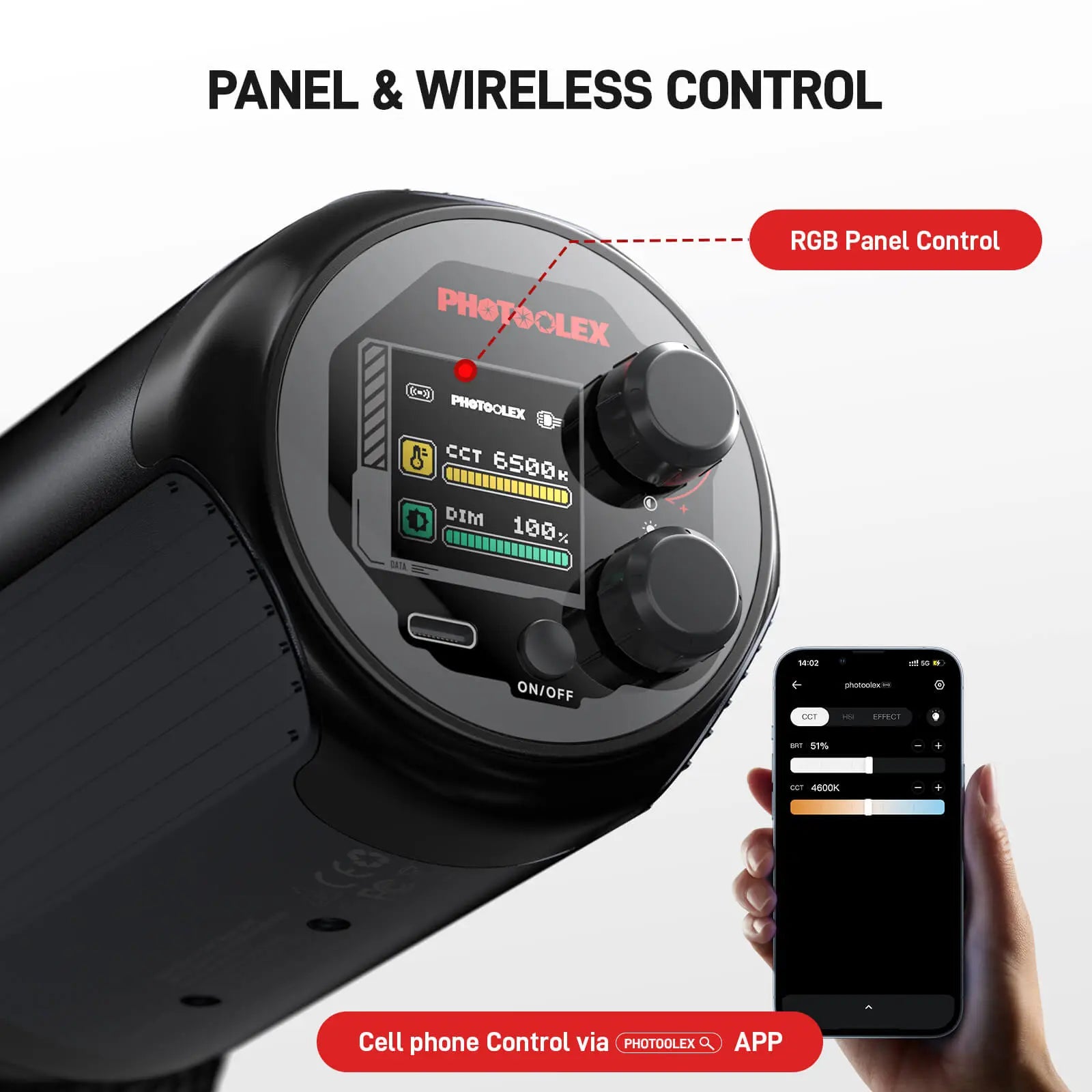 PHOTOOLEX Q40C 45W RGB LED 視頻燈 - Photoolex