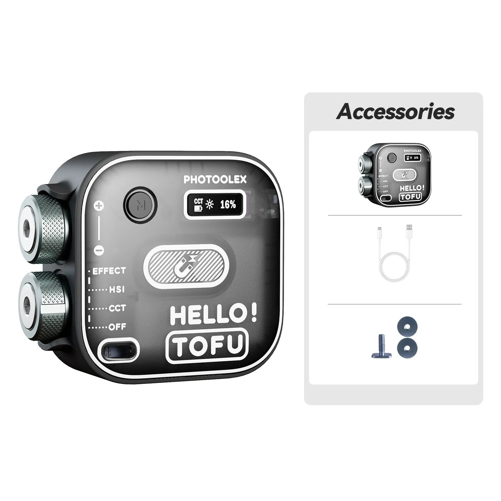 PHOTOOLEX Hello TOFU RGB 便攜式 LED 相機燈 - Photoolex