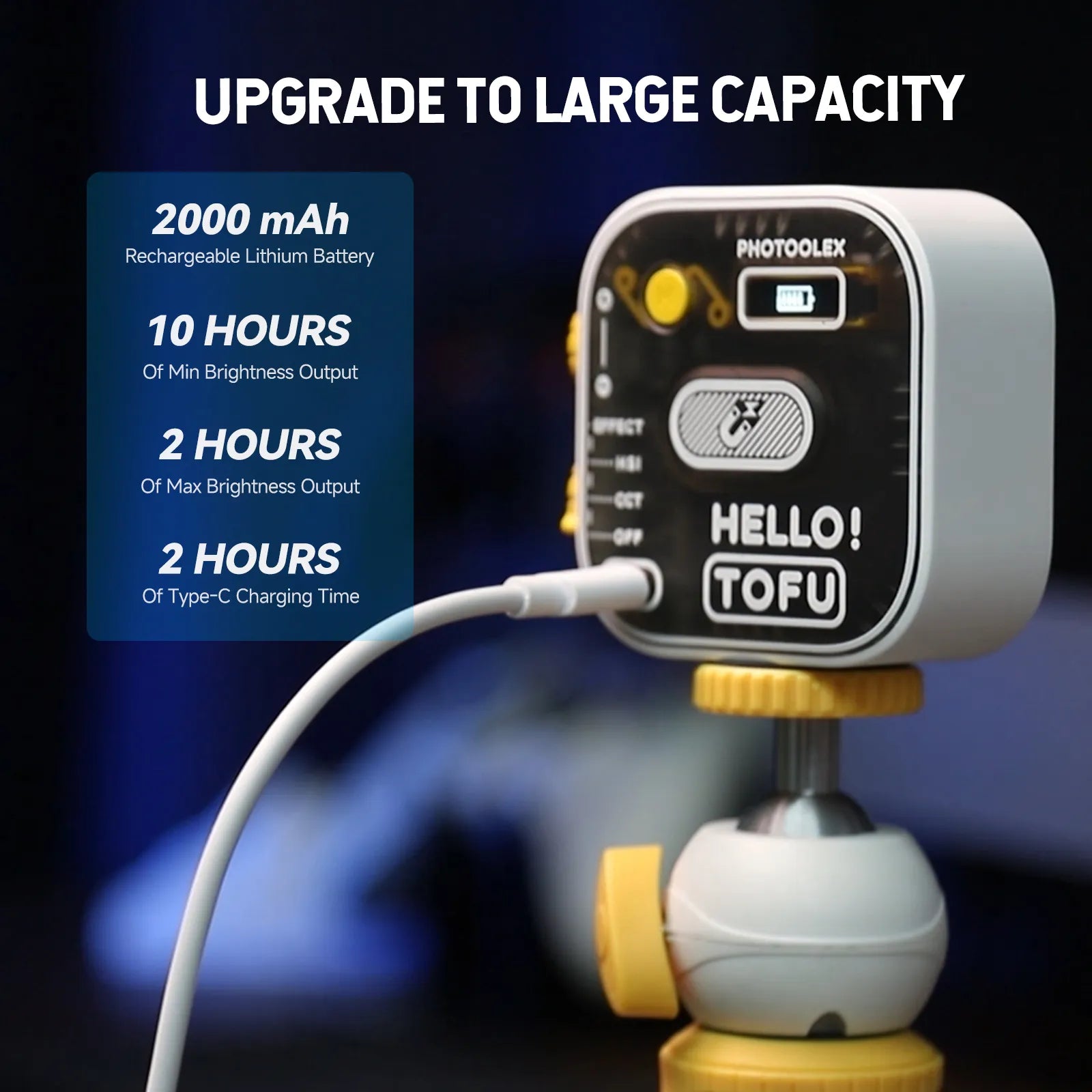 PHOTOOLEX Hello TOFU RGB 便攜式 LED 相機燈 - Photoolex