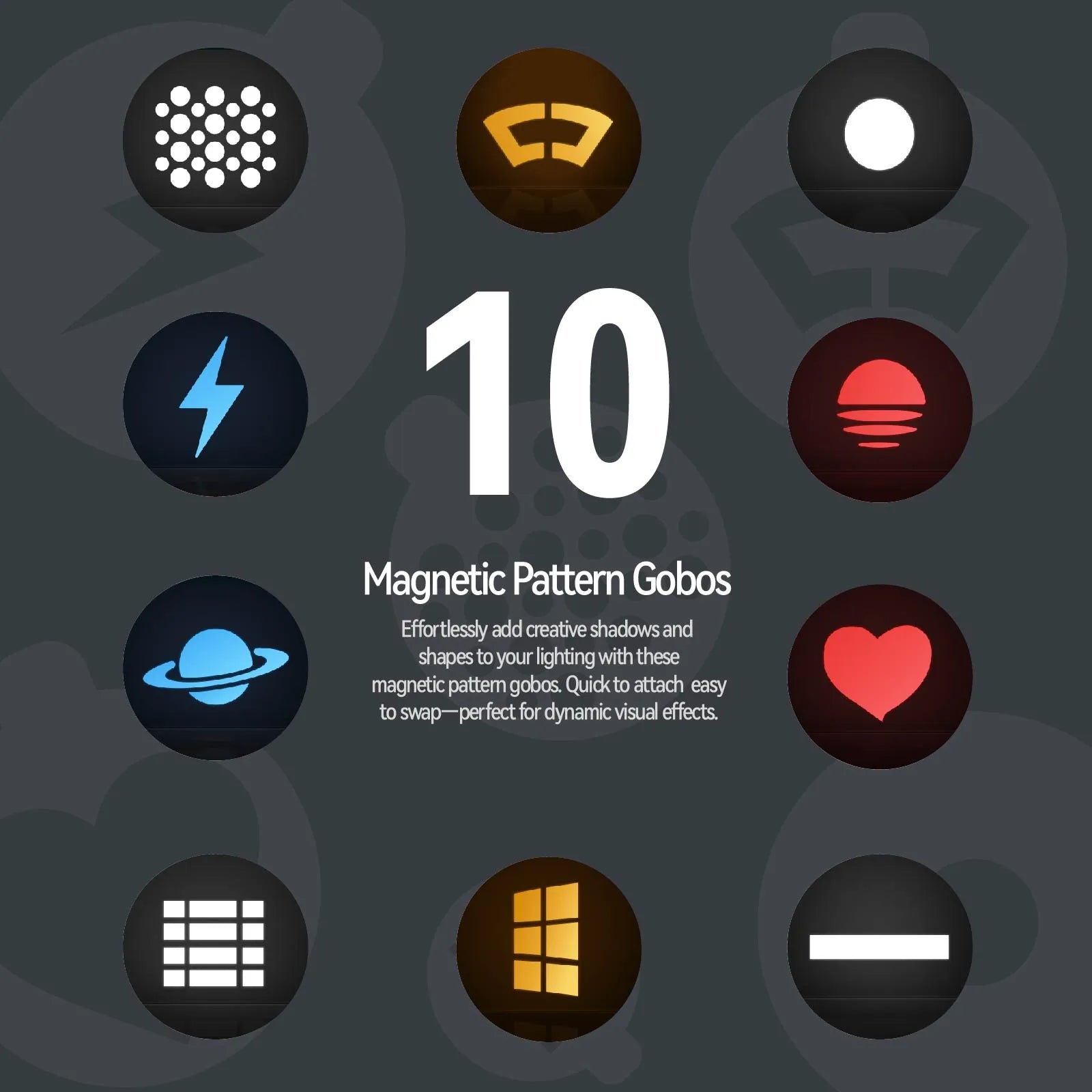 PHOTOOLEX 磁性圖案片四色攝影聚光燈 10W - Photoolex