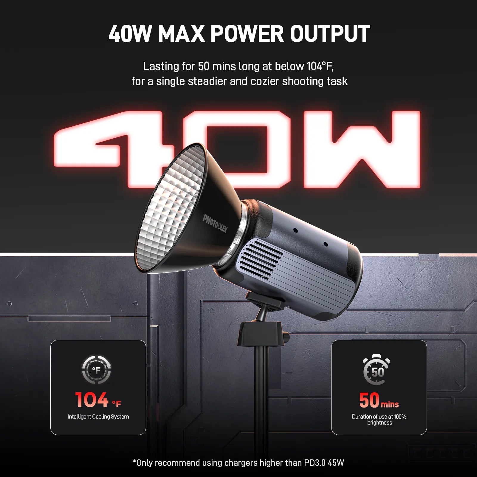 PHOTOOLEX Q40C 40W RGB LED Video Light - Photoolex